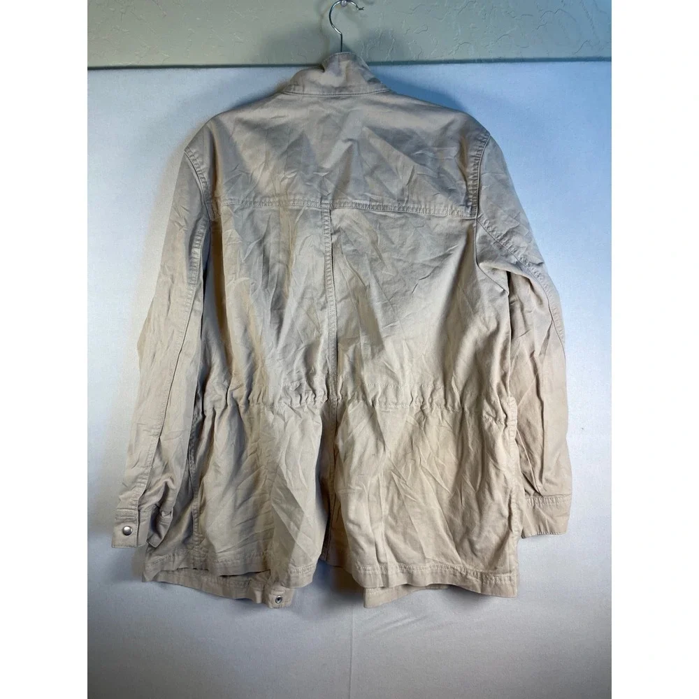 Gap Womens XXL Tan Khaki Utility Jacket Drawstring Waist Full Zip Field Coat G98
